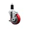 Service Caster 4'' Red Poly Swivel 1-3/8'' Expanding Stem Caster with Brake SCC-EX20S414-PPUB-RED-TLB-138 - alternate 1